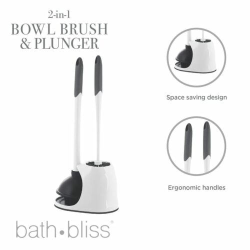 2-1 Plunger & Bowl Brush Caddy Set White
