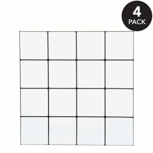 TT 4pk Square White With Black Peel And Stick