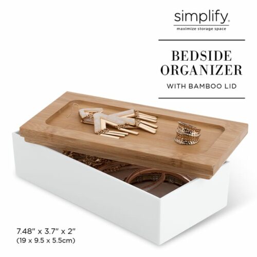 White Organizer W Bamboo Lid Medium