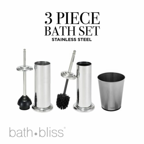 3Pc Toilet Set-Trash Can+Toilet Plunger+Brush