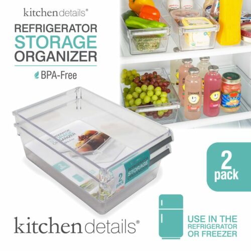 2 Pack  Lip Fridge & Freezer Bin Large