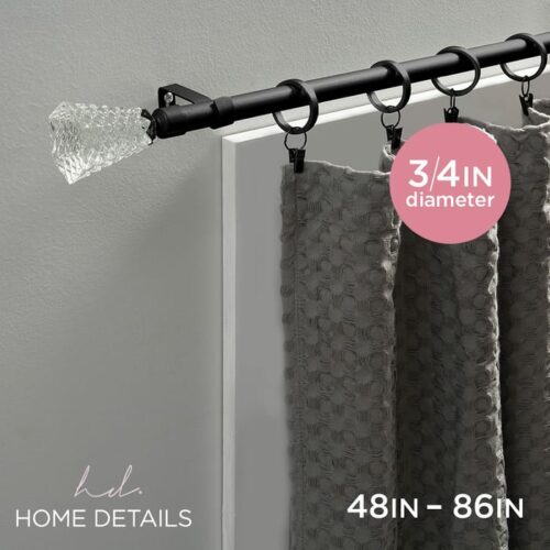 Cristal Single Curtain Rod Painted 48-86 Black