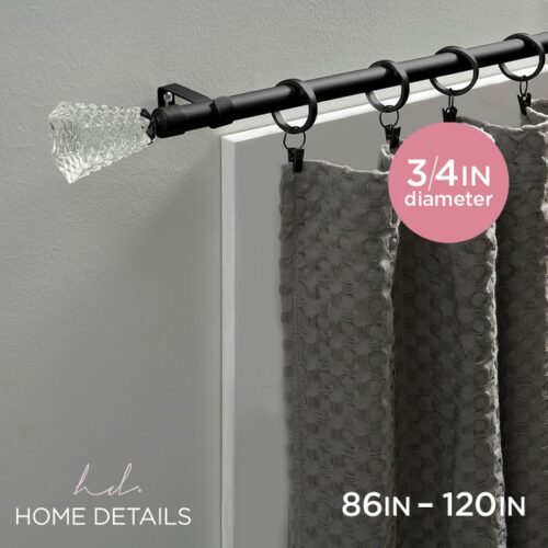 Cristal Single Curtain Rod Painted 86-120 Black