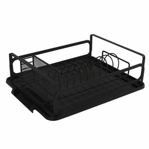 Small Flat Wire Disk Rack Black Industrial Kitchen