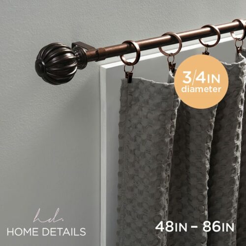 Round Emboss Stripe Single Curtain Rod  48-86 Orb