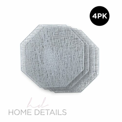 4Pack Octogonal Metallic W Pattern D-C Placemat