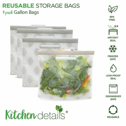 4Pk Reusable Zipper Gallon Bags