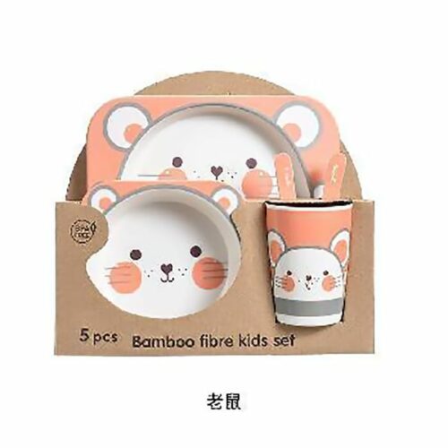 5 Pcs Baby Dinner Set , Bamboo Assrtd Colors YJ228