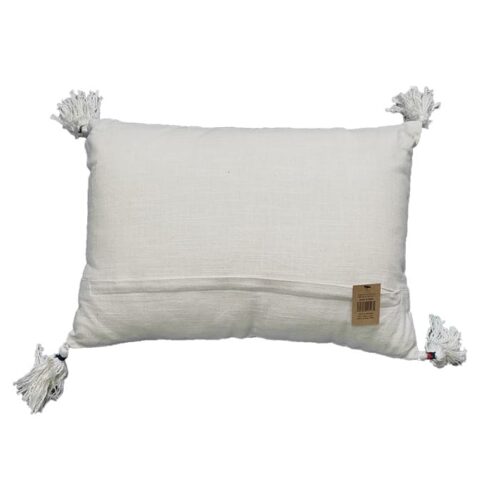 Lumbar Pillow with Tassels and Embroidery